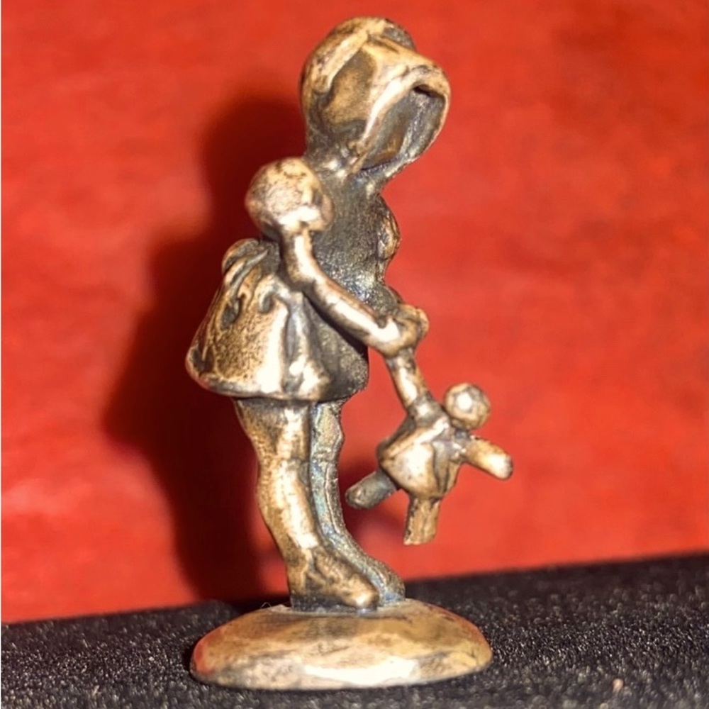 Rare, Retired James Avery Little Girl holding a doll figurine sterling silver
